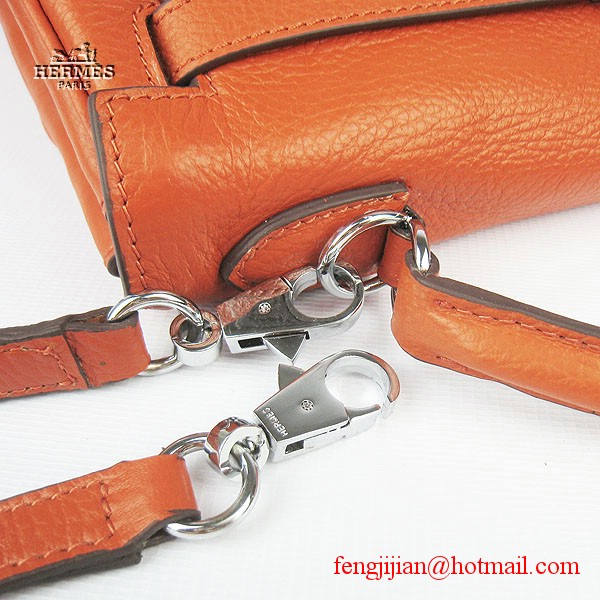 Hermes Kelly 32cm Togo Leather Bag Orange 6108 Silver Hardware